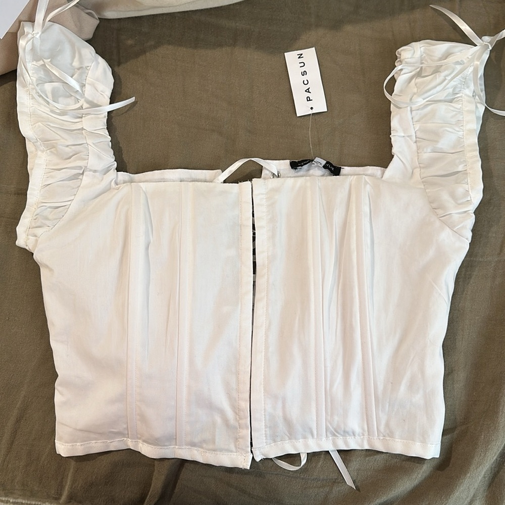 SKIMS White Ruched Corset Top